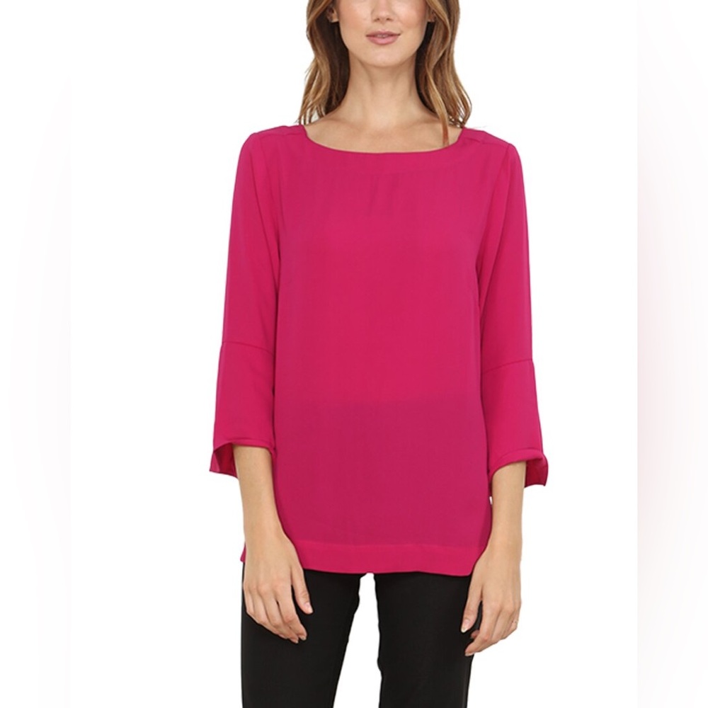 Hinson Wu Lutetia Blouse Fuchsia Pink 3/4 Sleeve Tunic Top NWOT Size 4